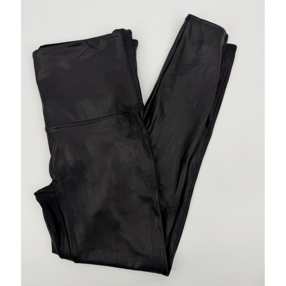 Spanx Faux Leather Leggings Black High Rise Tummy Control 1X Tall 1XT